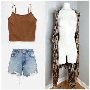 COIN 1804 BROWN TIE DYE HOODED VEST TOP  SIZE MEDIUM